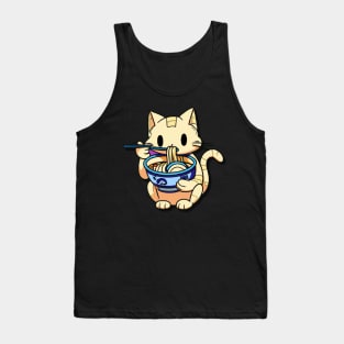 Cute cat eating ramen Tank Top